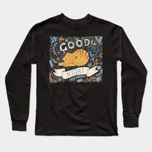 good night sleeping cat hand drawn Long Sleeve T-Shirt